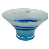 LSA Blue and White Striped Glass Vase