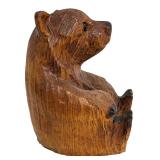 Brion 1999 Hand-Carved Wooden Bear Sculpture, 8.5 Inches Tall