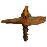 Hand Carved Wooden Cross with Old Man Face by Kelly 1989, 12" x 16"