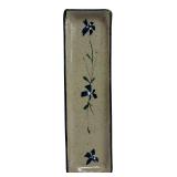 Hand-Painted Rectangular Ceramic Tray with Blue Floral Design, 14 Inch