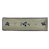 Hand-Painted Rectangular Ceramic Tray with Blue Floral Design, 14 Inch