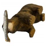 Set of 3 Wooden Bear Fishing Figurines Including TJ Carver and JDC, 8 Inches High
