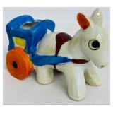 Set of 3 Vintage Japanese Ceramic Donkey and Cart Figurines