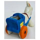 Set of 3 Vintage Japanese Ceramic Donkey and Cart Figurines