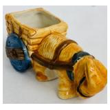 Set of 3 Vintage Japanese Ceramic Donkey and Cart Figurines