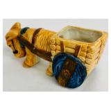 Set of 3 Vintage Japanese Ceramic Donkey and Cart Figurines