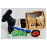 Set of 3 Vintage Japanese Ceramic Donkey and Cart Figurines