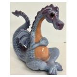 Peachstone California Blue Ceramic Dragon Figurine 4 Inches