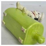 Hollywood Ceramic Match Holder with Little Baker on Green Rolling Pin