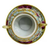 Vintage Nippon Hand-Painted Sugar Bowl with Lid, Saucer and Spoon