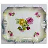 Decorative China Tray and Footed Dish with Rose Motif
