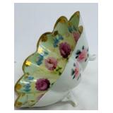 Decorative China Tray and Footed Dish with Rose Motif