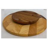 Wooden Lazy Susan 12 Inch Round with Chevron Pattern