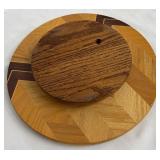 Wooden Lazy Susan 12 Inch Round with Chevron Pattern