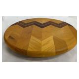Wooden Lazy Susan 12 Inch Round with Chevron Pattern