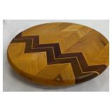 Wooden Lazy Susan 12 Inch Round with Chevron Pattern