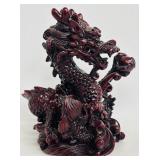 Red Resin Chinese Feng Shui Dragon Figurine, 5 Inches Tall