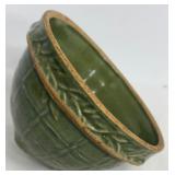 Green McCoy Pottery Glazed Bowl 3 Inch High 5 Inch Diameter