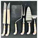 Set of 6 English Stainless Steel Cutlery with Floral Handles