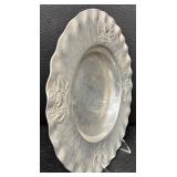 Set of 3 Vintage Embossed Pewter Serving Pieces, Largest 20.5 Inches, Craft 221