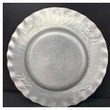 Set of 3 Vintage Embossed Pewter Serving Pieces, Largest 20.5 Inches, Craft 221