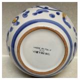 Hand-Painted Italian Pottery Vase by Vietri with Sun Face Design