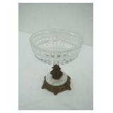 Vintage Crystal Bowl With Brass and Marble Base
