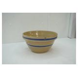 Vintage/Antique Yellow Ware Mixing Bowl With Blue & White Bands