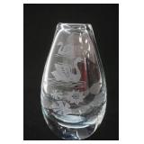 Kosta Boda Etched Goldfish Vase 11"tall