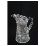 Crystal Etched Floral Pitcher 9.5" tall