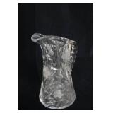Crystal Etched Floral Pitcher 9.5" tall