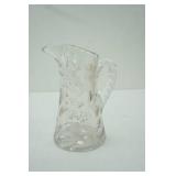 Crystal Etched Floral Pitcher 9.5" tall