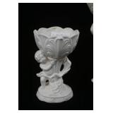 Vintage White Ceramic Cherub Wall Mounted Sculpture & Planter