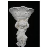 Vintage White Ceramic Cherub Wall Mounted Sculpture & Planter