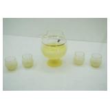 Vintage West Virginia Glass Pitcher with 4 glasses