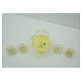 Vintage West Virginia Glass Pitcher with 4 glasses