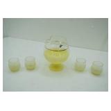 Vintage West Virginia Glass Pitcher with 4 glasses