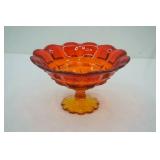 Vintage Fenton Amberina Glass Pedestal Compote Bowl-Valencia Pattern