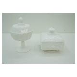 Vintage Milk Glass Compote Candles