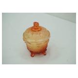 Vintage Jeannette Harvest Grapes Amber Red Carnival Glass Candy Dish made into Vanilla Lavender Candle