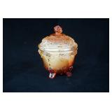 Vintage Jeannette Harvest Grapes Amber Red Carnival Glass Candy Dish made into Vanilla Lavender Candle