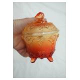 Vintage Jeannette Harvest Grapes Amber Red Carnival Glass Candy Dish made into Vanilla Lavender Candle