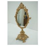 Antique Cast Metal Tabletop Vanity Mirror