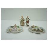 Vintage Hand-Painted Bisque Wall Plaques & Figurines