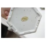 Vintage Venetian Cobalt Blue Enamel & Gold Gilt Chalice & Lid; Andrea by Sadek Teapot & 2 decorative ceramic canisters