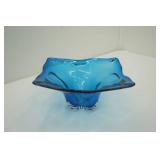 Vintage Art Glass Sommerso Console Bowl in Blue