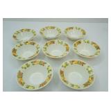 Vintage Vernon Ware by Metlox Dinnerware Bowls "Fruit Basket" Pattern (8ct)