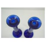 (2ct) Cobalt Blue Candlestick Holders 12"
