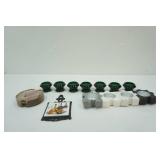Stone Puzzle Tealight Holder Set, Stone Coaster Set, Green Glass Holders