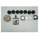 Stone Puzzle Tealight Holder Set, Stone Coaster Set, Green Glass Holders
